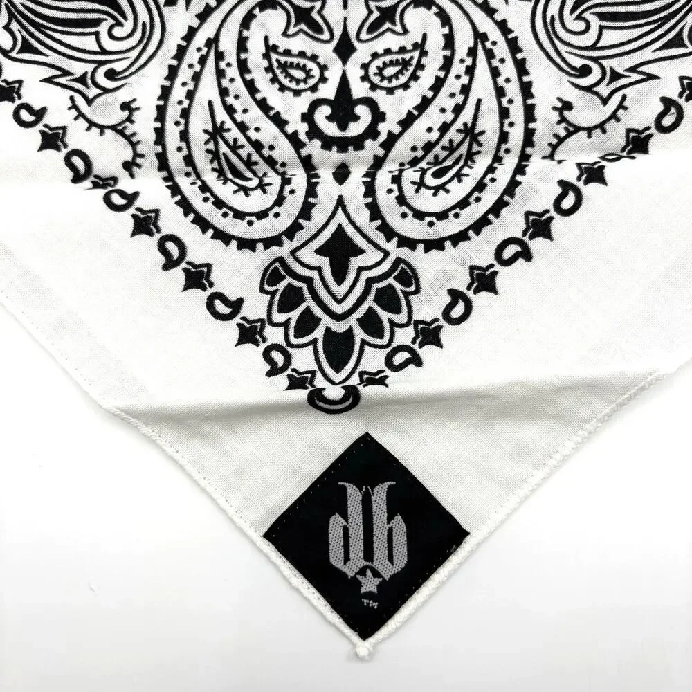 2004 Dust Bandit Handmade White Cotton Bandana Headband w Bling Rhinestones OSFM